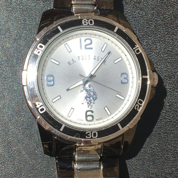 3 FOR $12 U.S Polo Assn Mens Silver Black Watch - Picture 1 of 5
